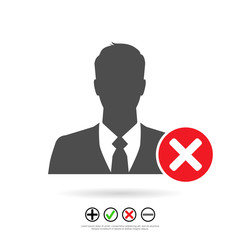 Businessman icon with cross sign