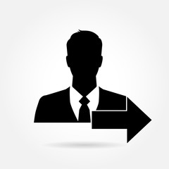 Businessman icon with arrow