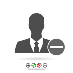 Businessman icon with delete sign