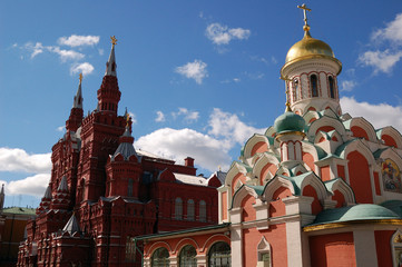 Fototapeta na wymiar Church on red square