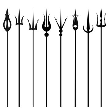 Tridents set isolated on a white background. Vector illustration