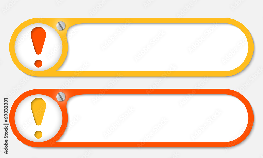 Poster vector buttons with screw and exclamation mark