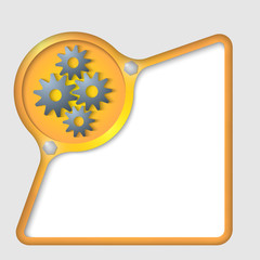 yellow abstract frame with screws and cogwheels