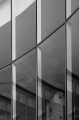 Glass wall building with reflection