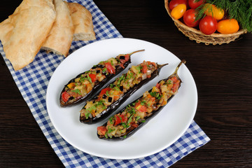 Appetizer eggplant with tomatoes