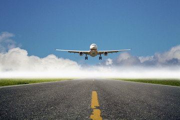 Fototapeta na wymiar airplane is landing at airport