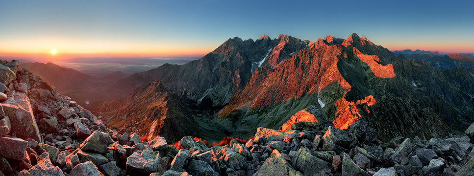 Fototapeta Halna zmierzch panorama od szczytu - Słowacja Tatry