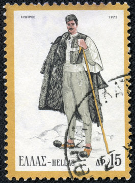 stamp printed in Greece shows a man from Epirus