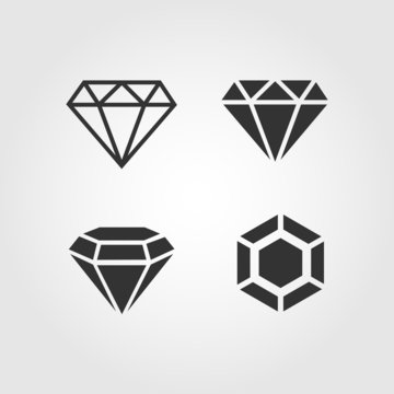 Diamond  icons set, flat design
