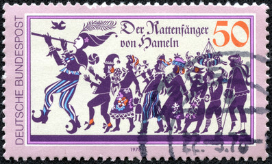 stamp printed in the Germany shows Pied Piper of Hamelin