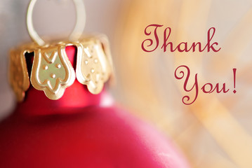 Thank You Background with a Macro Christmas Ball