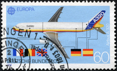 stamp printed in the Germany shows Airbus A320