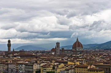 Deurstickers Panorama of Florence with dramatic sky before a storm, Tuscany © banepetkovic