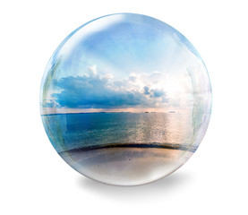 glass ball with sea