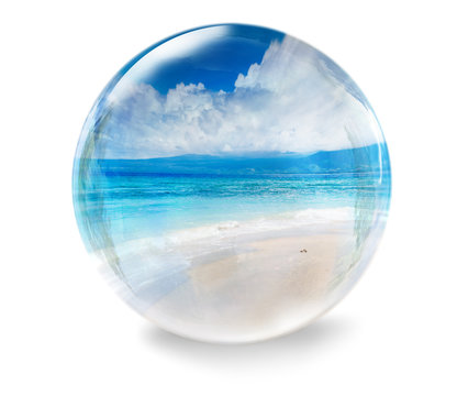 glass ball with sea