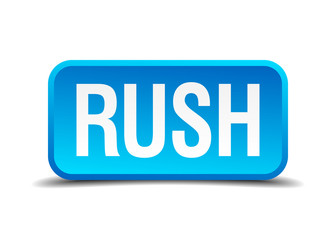Fototapeta premium Rush blue 3d realistic square isolated button