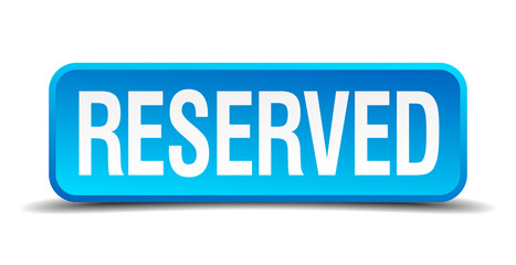 Reserved blue 3d realistic square isolated button