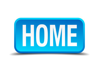 Home blue 3d realistic square isolated button