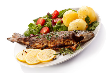 Fish dish - fried fish fillet with vegetables