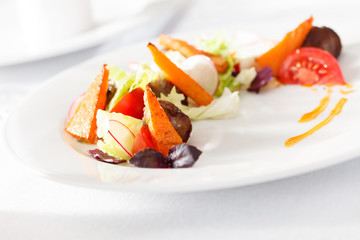 fresh salad with mozzarella