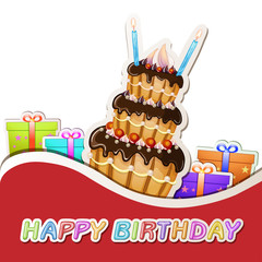 Happy birthday card. Birthday cake.