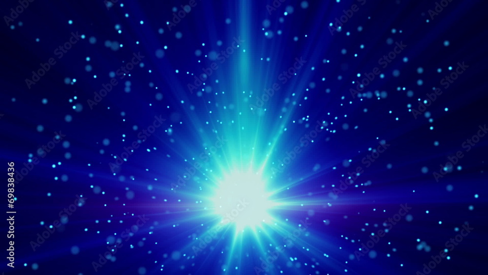 Poster blue light and particles loop background