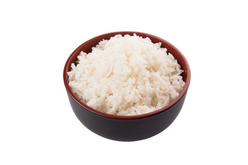 A bowl of rice over white background 