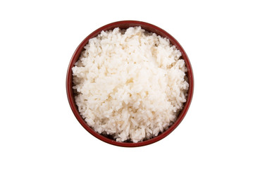 A bowl of rice over white background 