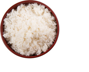 A bowl of rice over white background 