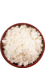 A bowl of rice over white background 