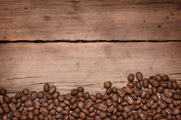 coffee beans scattered