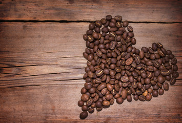coffee beans scattered
