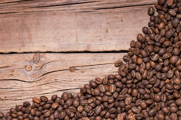 coffee beans scattered
