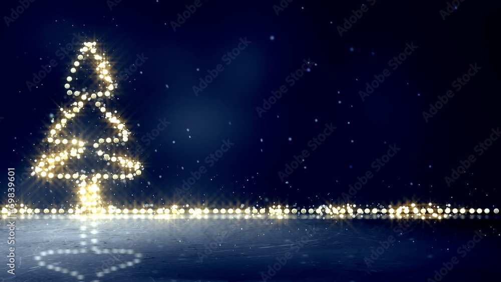 Poster christmas tree glowing lights loop background