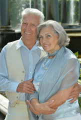 Cute happy senior couple outdoors