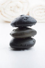 Wet black massage stones