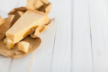 Portion of Italian parmesan cheese