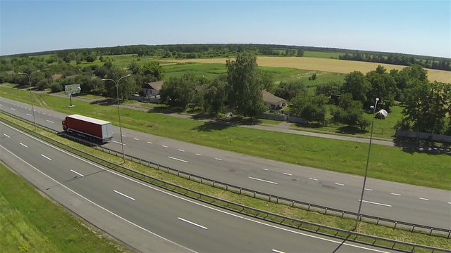 highway with  lorries. Aerial