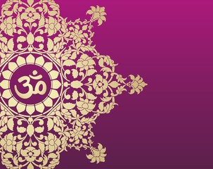 aum syllable, paisley floral design ,Hinduism, Rajasthan, India - obrazy, fototapety, plakaty