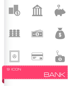 Vector black bank icons set