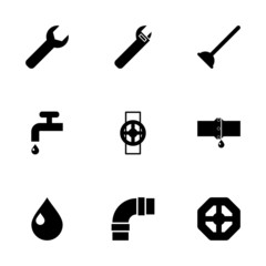 Vector black plumbing icons set