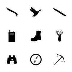 Vector black hunting icons set