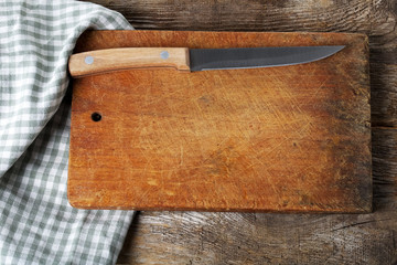cutting board with a knife