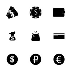 Vector black money icons set