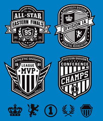 Athletic crest emblem set