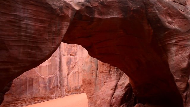 Sand Dune Arch near Devils Garden in Arches National Park Utah  