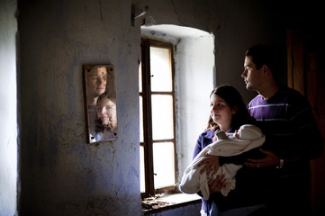Family in old house