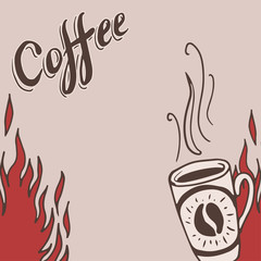 Hand drawn background with coffee mugs