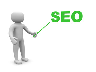 3d people - man, person pointing a SEO concept. 3d