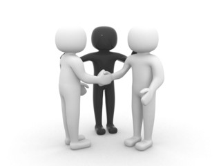 3d people - person together. Business team joining hands concept